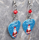 Warm Wishes Santa Claus Guitar Pick Earrings Red Swarovski Crystals