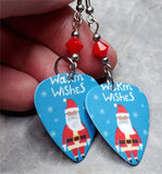 Warm Wishes Santa Claus Guitar Pick Earrings Red Swarovski Crystals