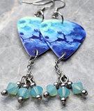 Flying Reindeer Guitar Pick Earrings with Pacific Opal Swarovski Crystal Dangles