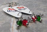 Feliz Navidad Guitar Pick Earrings with Swarovski Crystal Dangles