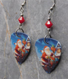 Santa Claus with Gifts Guitar Pick Earrings with Opaque Red Swarovski Crystals