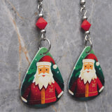 Santa Claus Guitar Pick Earrings with Opaque Red Swarovski Crystals