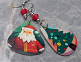 Santa Claus Guitar Pick Earrings with Opaque Red Swarovski Crystals