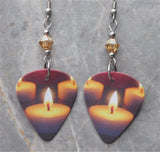 Candle Guitar Pick Earrings with Metallic Sunshine Swarovski Crystals