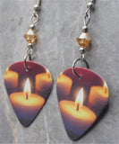 Candle Guitar Pick Earrings with Metallic Sunshine Swarovski Crystals