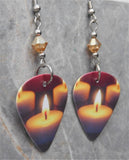 Candle Guitar Pick Earrings with Metallic Sunshine Swarovski Crystals