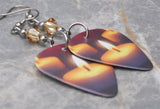 Candle Guitar Pick Earrings with Metallic Sunshine Swarovski Crystals