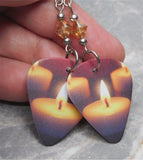 Candle Guitar Pick Earrings with Metallic Sunshine Swarovski Crystals