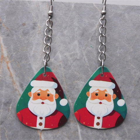 Santa Claus and Christmas Trees Dangling Guitar Pick Earrings