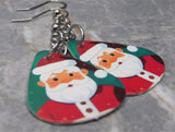 Santa Claus and Christmas Trees Dangling Guitar Pick Earrings