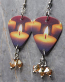 Candle Guitar Pick Earrings with Metallic Sunshine Swarovski Crystal Dangles