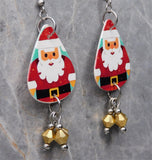 Santa Claus Guitar Pick Earrings with Metallic Gold Swarovski Crystal Dangles