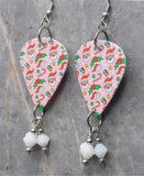 Santa, Candy Canes and Holly Guitar Pick with White Swarovski Crystals Dangles