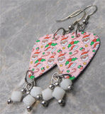 Santa, Candy Canes and Holly Guitar Pick with White Swarovski Crystals Dangles