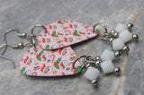 Santa, Candy Canes and Holly Guitar Pick with White Swarovski Crystals Dangles