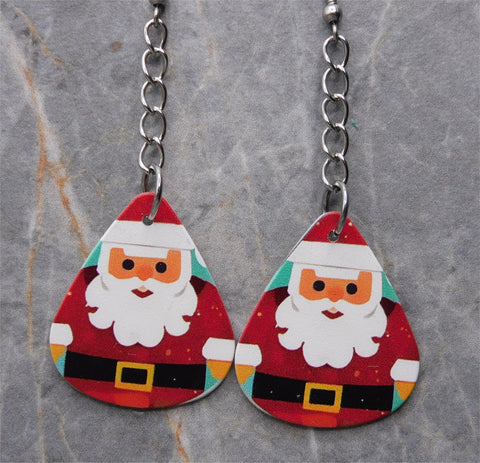 Santa Claus and Christmas Trees Dangling Guitar Pick Earrings