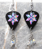 Single Snowflake Guitar Pick Earrings with Clear ABx2 Swarovski Crystal Dangles