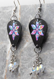 Single Snowflake Guitar Pick Earrings with Clear ABx2 Swarovski Crystal Dangles