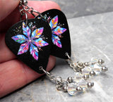 Single Snowflake Guitar Pick Earrings with Clear ABx2 Swarovski Crystal Dangles