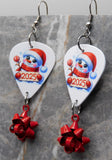 Christmas 2025 Snowman Guitar Pick Earrings with Red Christmas Bow Dangles