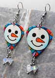 Snowman Guitar Pick Earrings with Opal ABx2 Swarovski Crystal Dangles