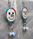 Snowman Guitar Pick Earrings with Opal ABx2 Swarovski Crystal Dangles