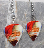 Santa Claus Magic Guitar Pick Earrings with Silver Swarovski Crystals