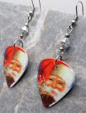 Santa Claus Magic Guitar Pick Earrings with Silver Swarovski Crystals
