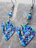 Snowman Playing the Keyboard Guitar Pick Earrings with Blue ABx2 Swarovski Crystals