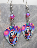 Rock and Roll Penguin Guitar Pick Earrings with Red ABx2 Swarovski Crystals