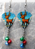 Reindeer Guitar Pick Earrings with Jingle Bell Dangles