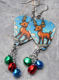 Reindeer Guitar Pick Earrings with Jingle Bell Dangles