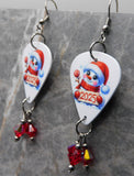 Christmas 2025 Snowman Guitar Pick Earrings with Red AB Swarovski Crystal Dangles