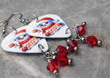 Christmas 2025 Snowman Guitar Pick Earrings with Red AB Swarovski Crystal Dangles