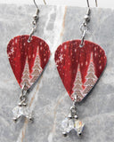 Christmas Tree and Snowflakes Red Guitar Pick Earrings with Clear ABx2 Swarovski Crystal Dangles