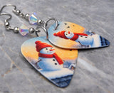 Snowman Guitar Pick Earrings with Clear ABx2 Swarovski Crystals