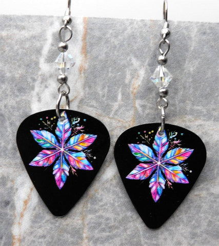 Single Snowflake Guitar Pick Earrings with Clear ABx2 Swarovski Crystals