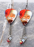 Santa Claus Magic Guitar Pick Earrings with Swarovski Crystal Dangles