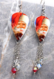 Santa Claus Magic Guitar Pick Earrings with Swarovski Crystal Dangles
