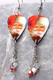 Santa Claus Magic Guitar Pick Earrings with Swarovski Crystal Dangles