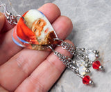 Santa Claus Magic Guitar Pick Earrings with Swarovski Crystal Dangles