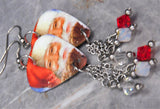 Santa Claus Magic Guitar Pick Earrings with Swarovski Crystal Dangles