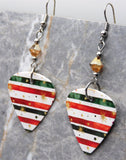 Christmas Themed Guitar Pick Earrings with Metallic Sunshine Swarovski Crystals