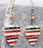 Christmas Themed Guitar Pick Earrings with Metallic Sunshine Swarovski Crystals