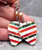 Christmas Themed Guitar Pick Earrings with Metallic Sunshine Swarovski Crystals