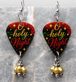 O Holy Night Guitar Pick Earrings with Metallic Gold Swarovski Crystal Dangles