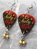 O Holy Night Guitar Pick Earrings with Metallic Gold Swarovski Crystal Dangles
