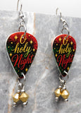 O Holy Night Guitar Pick Earrings with Metallic Gold Swarovski Crystal Dangles