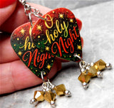 O Holy Night Guitar Pick Earrings with Metallic Gold Swarovski Crystal Dangles