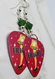 A Christmas Story Leg Lamp Fragile Guitar Pick Earrings with Green Opal Swarovski Crystals